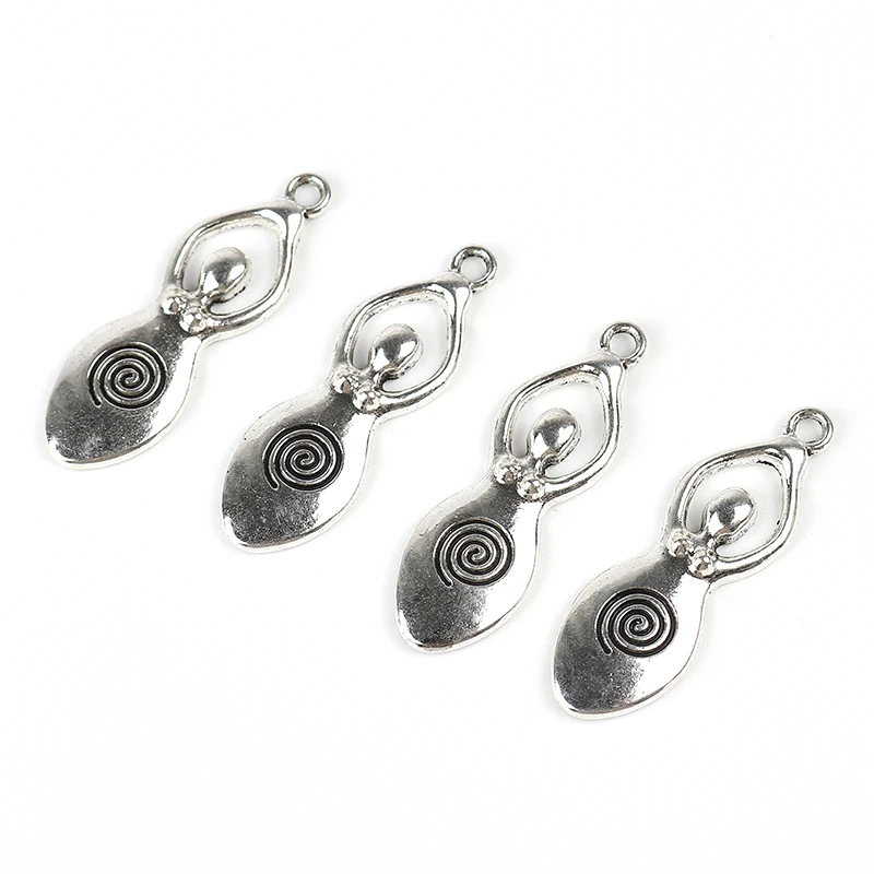 Charm Pendants Venus Of Willendorf Fertility Goddess Pregnancy Silver Color Color Spiral Carved Pendant For Diy Finding ,10 PCs