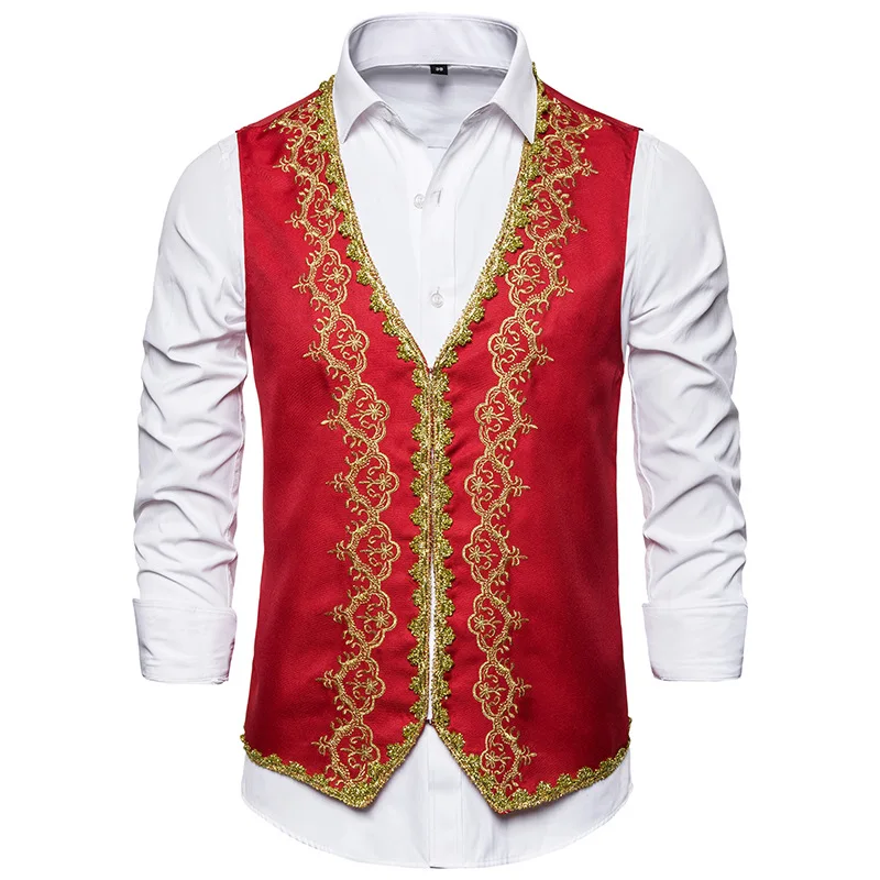 Shiny Gold Sequin Sparkling Waistcoat Men Slim Fit V Neck Mens Vest with Bowtie Wedding Party Stage Prom Costume Gilet