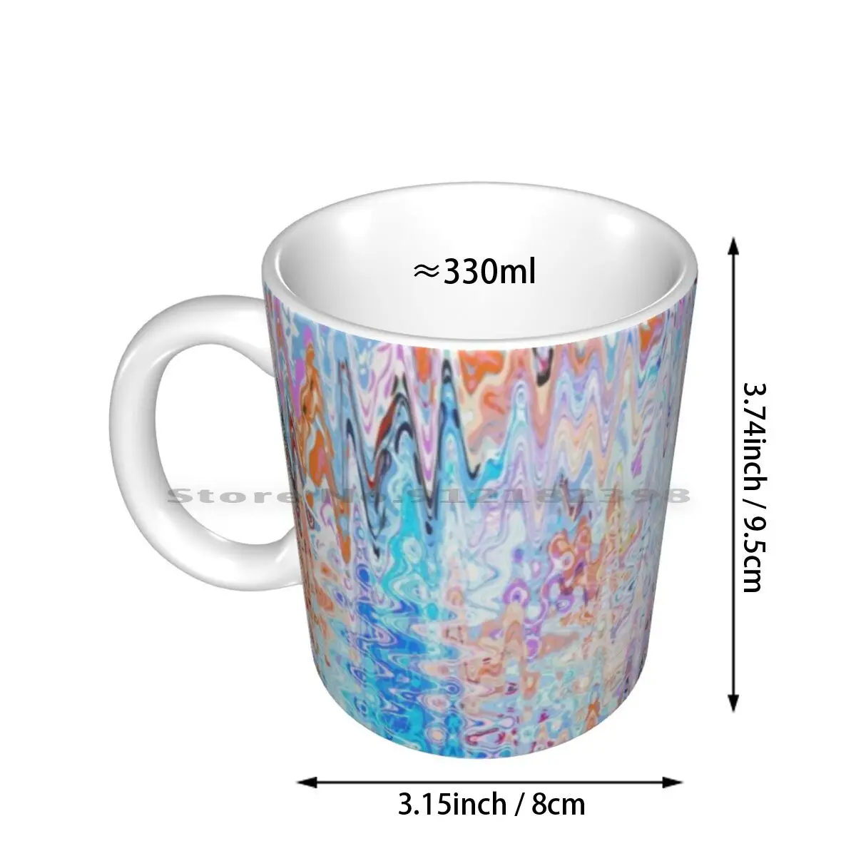 Magic Abstract Mirror 2 Ceramic Mugs Coffee Cups Milk Tea Mug Abstract Wall Wood Art Painting Creativity Traces Yellow Red