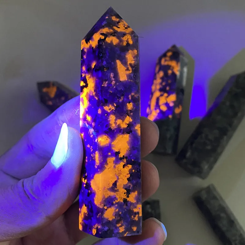 Powerful Energy Yooperlite Crystal and Stone Natural Crystals Tower Firestones Phosphorescence Wand Healing Spiritual Witchcraft