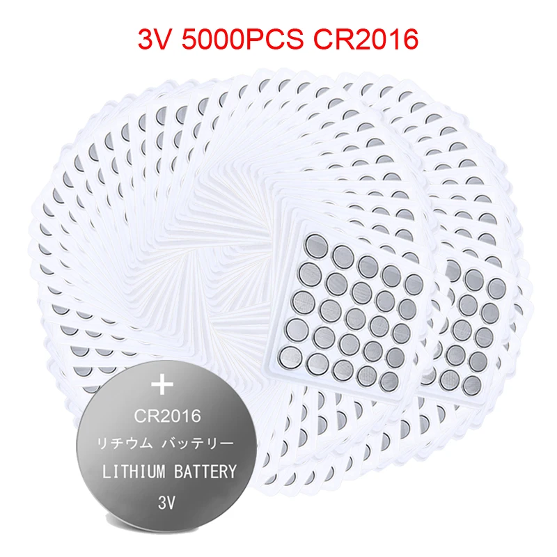 

5000PCS CR2016 3V Lithium li-liom Battery DL2016 ECR2016 LM2016 BR2016 CR 2016 Button Cell Coin Batteries watch toys Car Keys