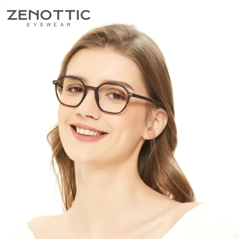 ZENOTTIC Anti Blue Light Blocking Glasses Men Women Hexagon Computer Gaming Spectacles Frame Oversize Optical Myopia Eyeglasses