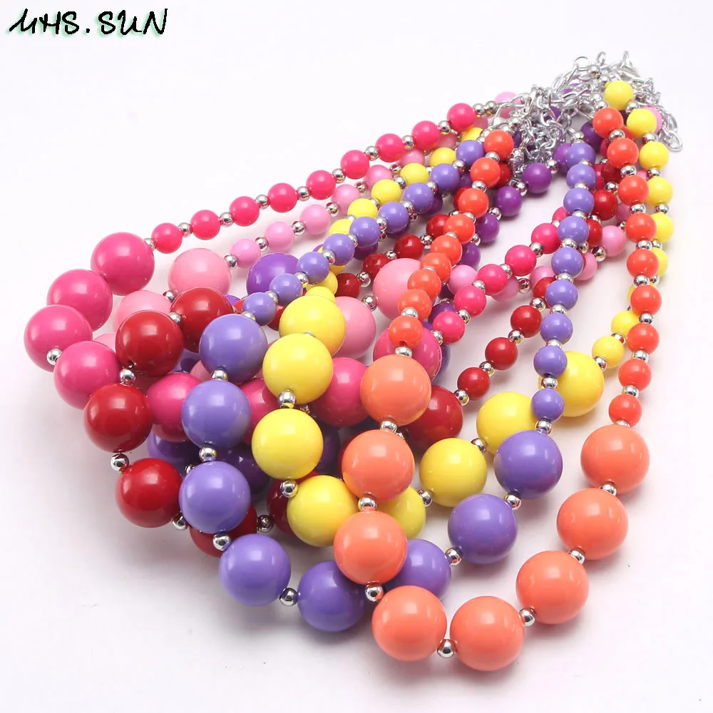 MHS.SUN Trendy baby kids chunky beaded necklace girls handmade jewelry cute bubblegum necklace party gift choker for kid 1pc