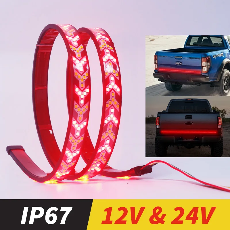 12V 24V LED Truck Tailgate Led Strip Light Bar  Reverse Brake Turn Signal Brake Tail Reverse Light Bar Truck Tailgate Strip Bar