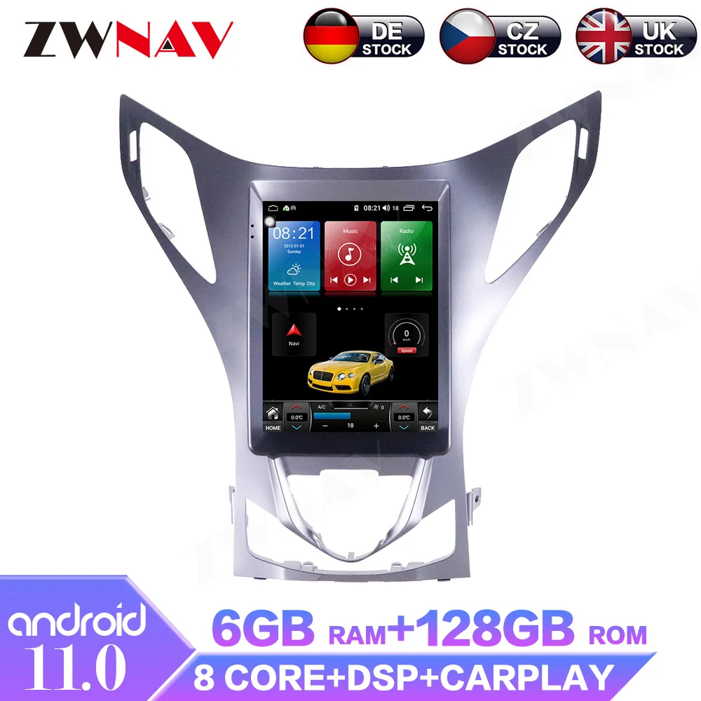 ZWNAV Android 11.0 6+128GB For Hyundai Azera 2011-2016 GPS Navi Free Map Car Multimedia Full HD Vedio Player RDS Bluetooth Radio