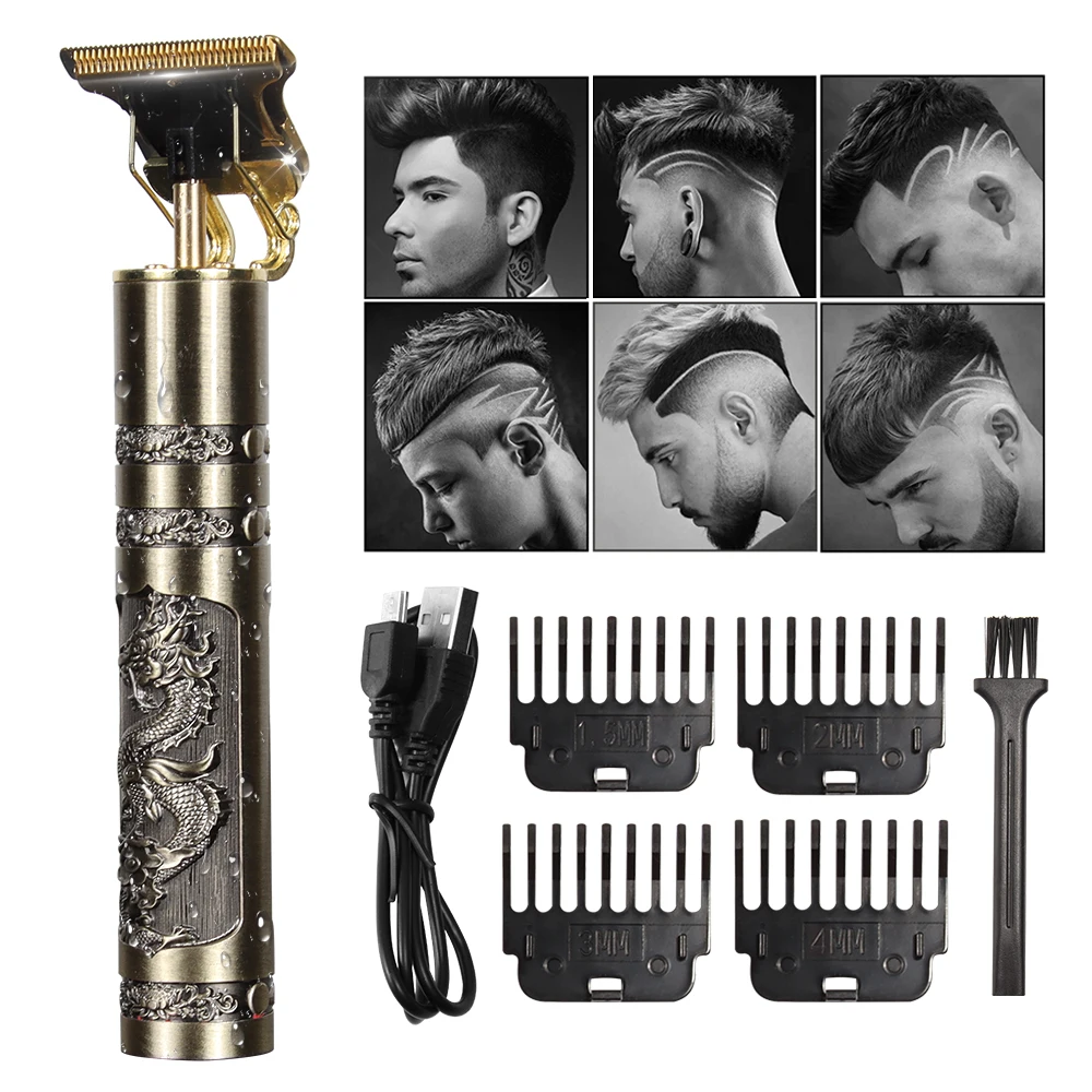 

2023 New Vintage T9 Hair Trimmer Electric Clipper USB Rechargeable Razor 0mm Baldheaded Cutter For Men's Beard Shaving Machine