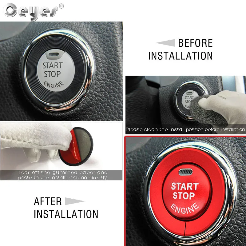 Ceyes Car Accessories Styling Engine Stickers With Hole Start Stop Ring Case For Nissan Qashqai Juke Three-Row Word Button Cover