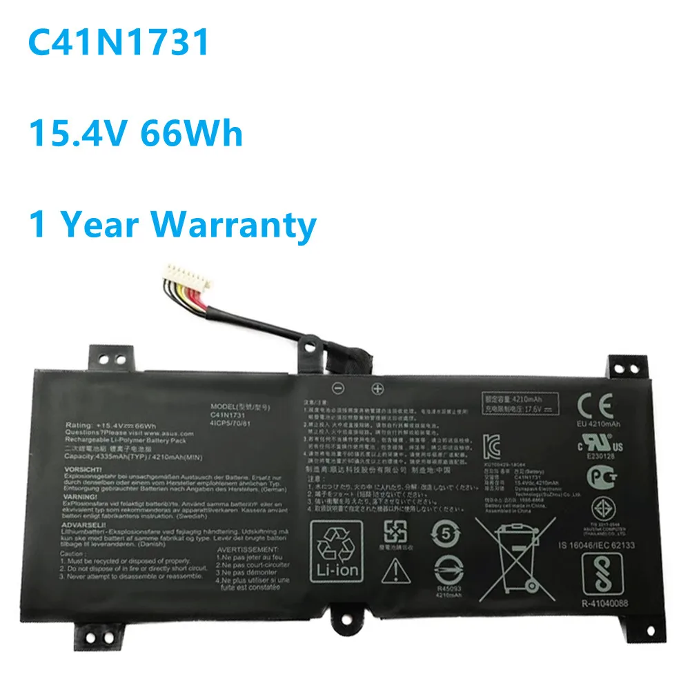 

C41N1731 C41N1731-2 Laptop Battery for Asus ROG Strix Gl704 GL504GM GL504GW GL504GS G515GV GL704GM 15.4V 66Wh