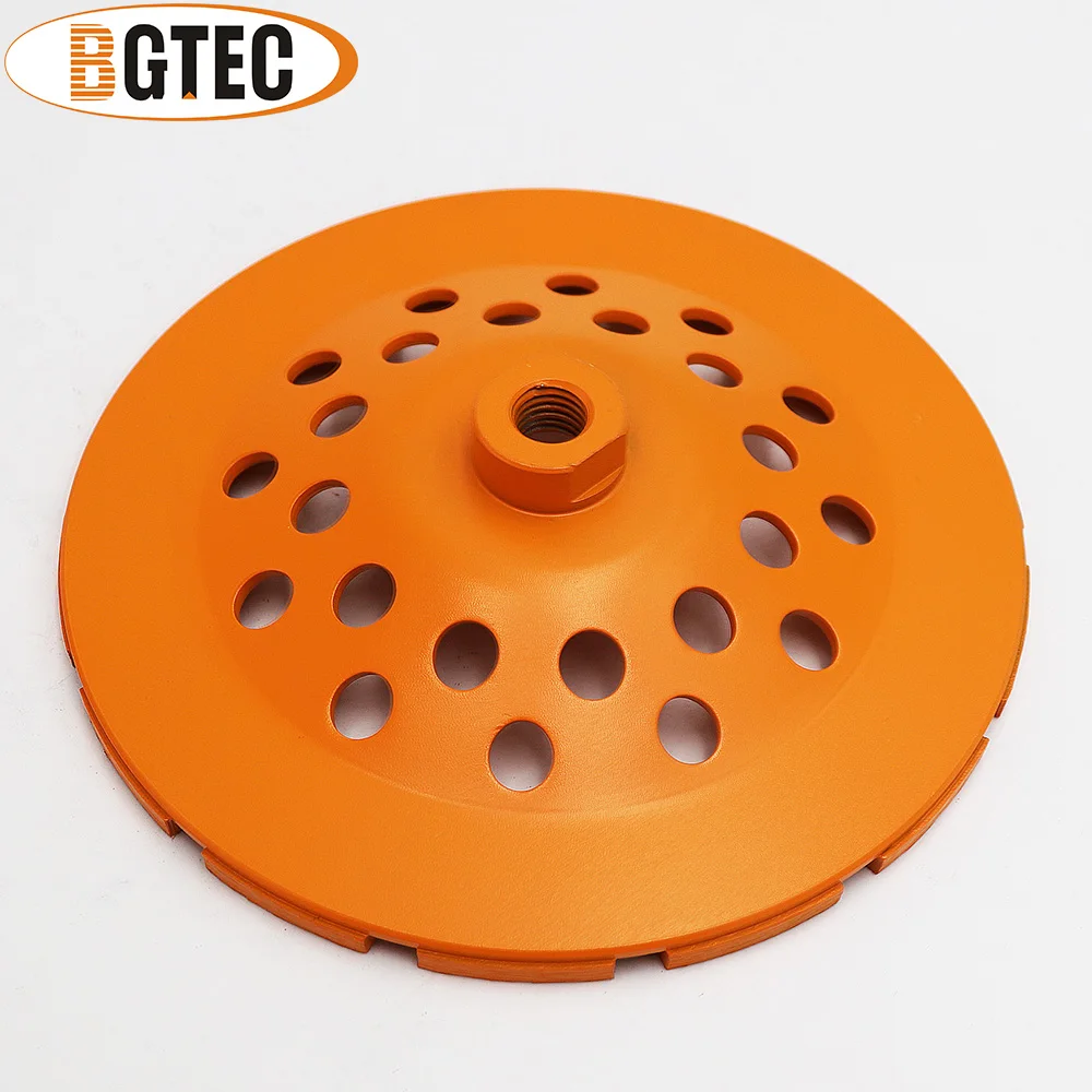 BGTEC 2pcs M14 Dia180mm Diamond Double Row Grinding Cup Wheel Polishing Tile Concrete Granite Marble Angle Grinder Milling Disc