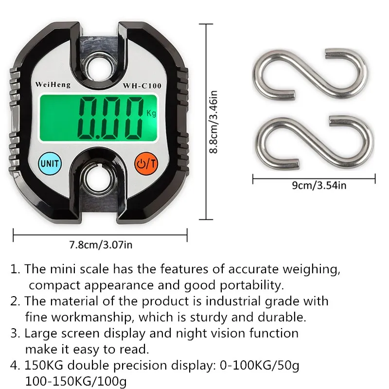 Digital Crane Scale 500kg 1000kg Hook Scales Heavy Duty Hanging Balance Gram Kitchen Electronic Weighing Tool Fishing Steelyard