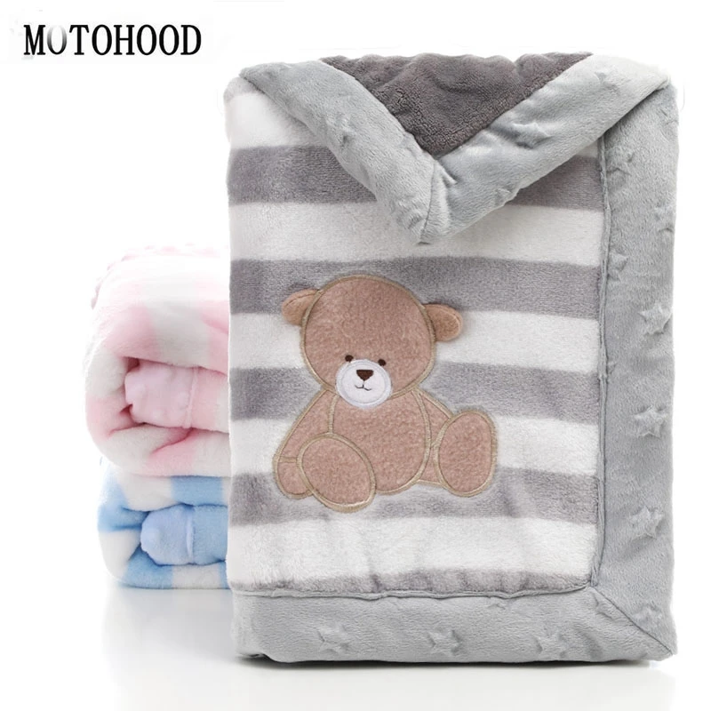 MOTOHOOD Fleece Baby Blanket Swaddling Bedding Newborn Thermal Soft Fleece Blanket Solid Bedding Set Cotton Quilt Infant Swaddle