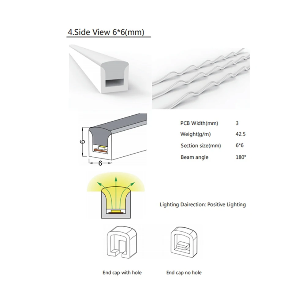 Tube de ULau néon LED, tube de lampe souple, étanche IP67, gel de pton, bande lumineuse flexible, 3mm, 5mm, 6mm, WS2811, WS2812B, SK6812