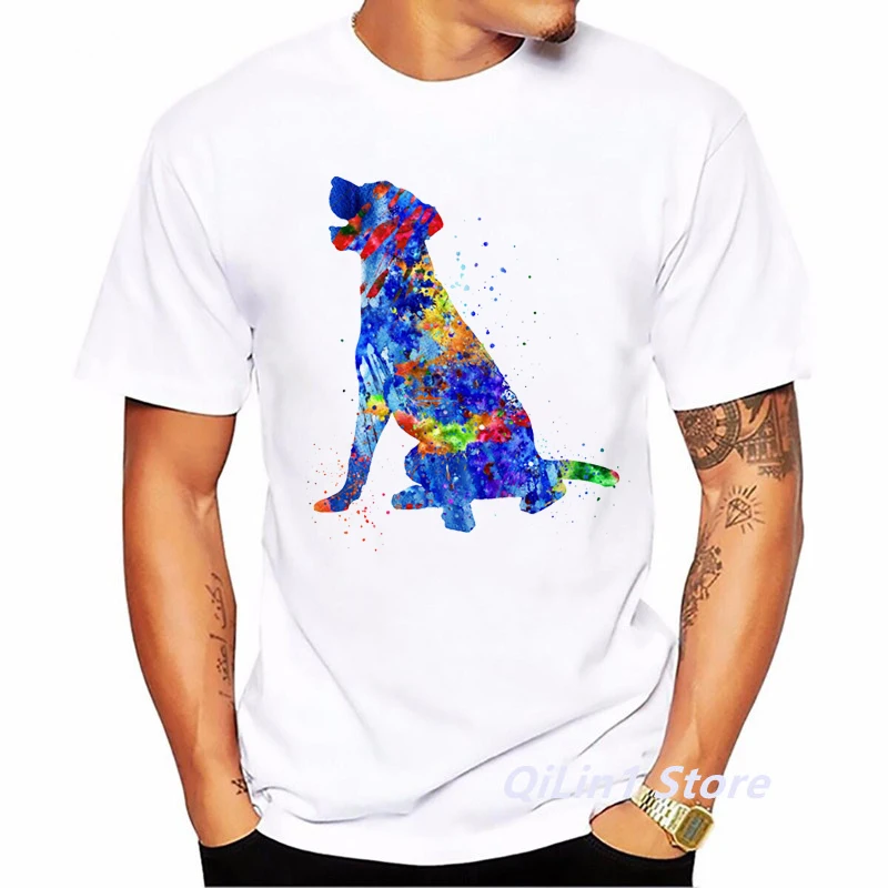 Watercolor Labrador Dog Animal Print T-Shirt Men\'S Clothing 2024 Funny Tshirt Homme Harajuku Kawaii Clothes T Shirt Hombre