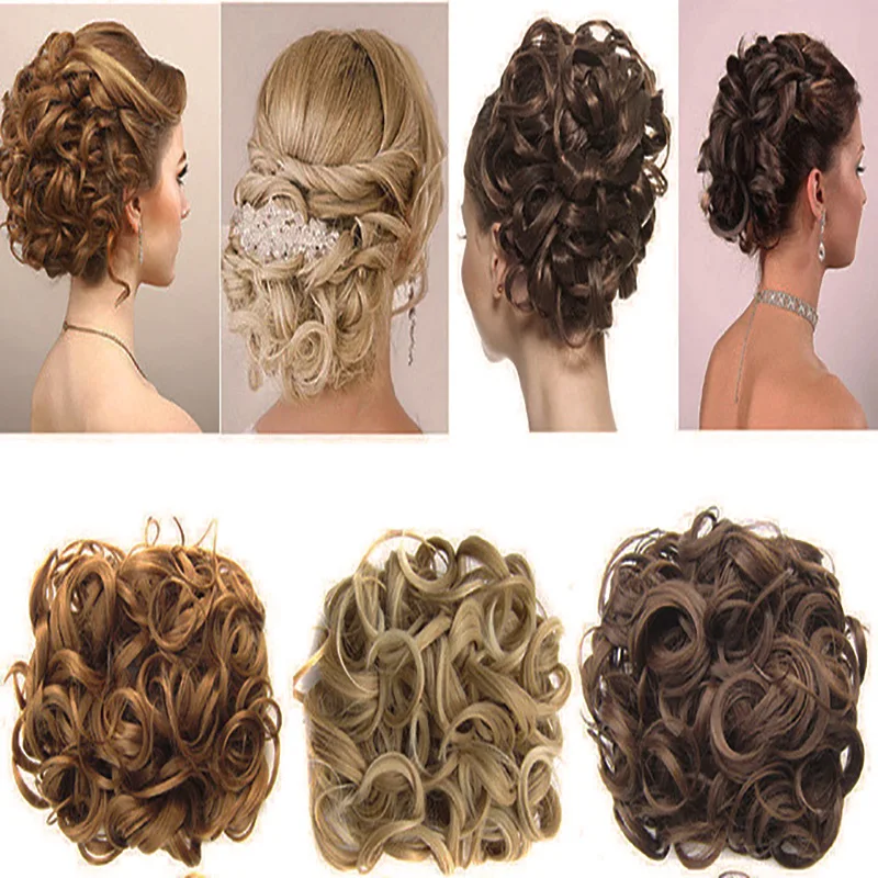 Buqi 7 색 짧은 합성 머리 큰 번 Chignon 두 플라스틱 빗 클립 헤어 확장 헤어 피스 액세서리, 성인 여성을 위한
