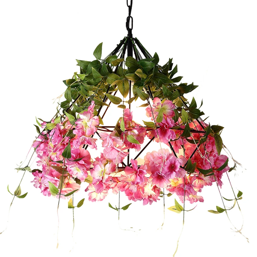 Vintage pink plant pendant lights Living room kitchen music bar restaurant lights industrial hanging lamps lighting fixtures