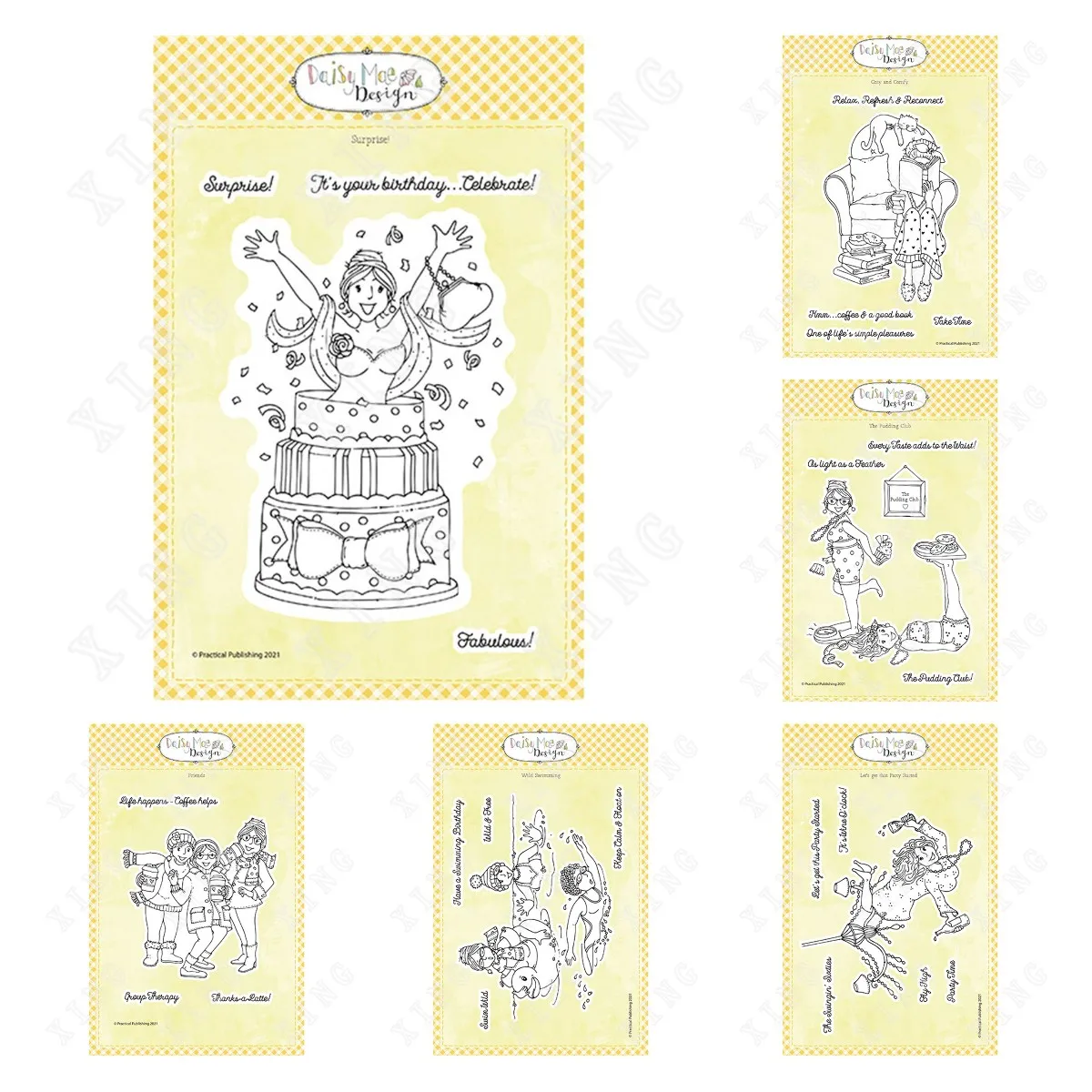 Cosy and Comfy Friends Pudding Club wild Swimming Surprise Party Metal Cutting Dies Clear Stamps Diy Craft Paper Card Decor Mold