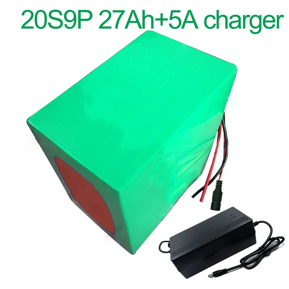 

With 5A charger 72V 27Ah 20S9P 18650 Li-ion Battery electric two Three wheeled motorcycle bicycle ebike 210*185*140mm