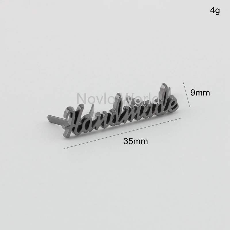 10-50 stuks, 4 kleuren rose goud handgemaakte label, aanpassen handgemaakte letters metalen label logo voor DIY purse tassen