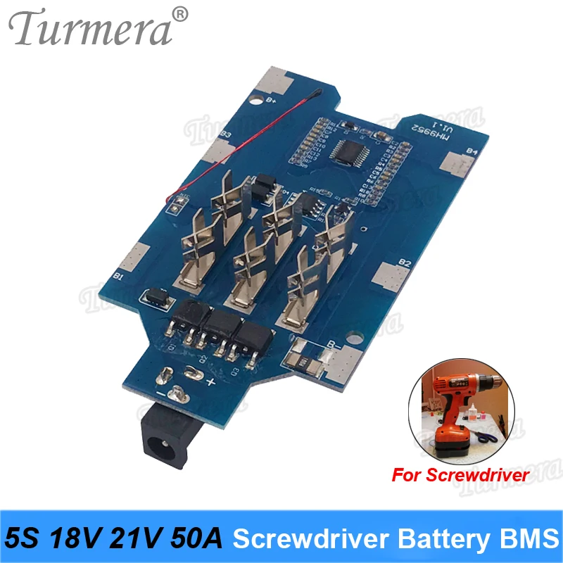Placa de bateria de lítio bms 5S 18v 21v 50a com equilíbrio para 21v 18v chave de fenda shurik e aspirador de pó bateria uso turmera