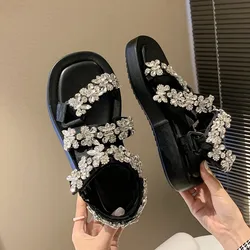 2024  Crystal Summer Sandals For Women  Open Toe Fashion Women Shoes Special Design 3.5 CM TPR Bottom