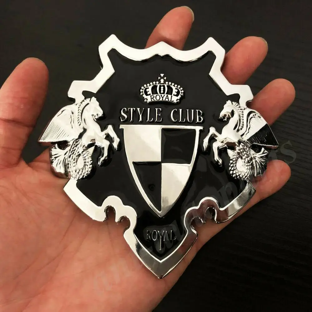 Metal Chrome Royal Style Club VIP Shield Car Auto Front Grille Emblem Badge