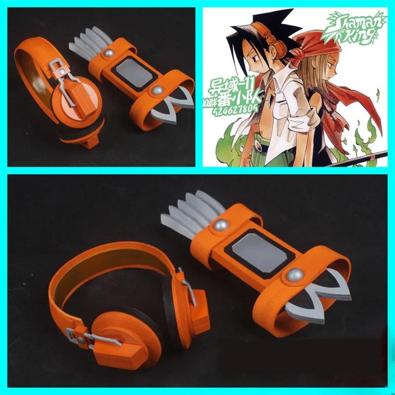 Anime shaman colar para cosplay king yoh asakura, colar de arma de mão para cosplay, acessórios de fone de ouvido para cosplay