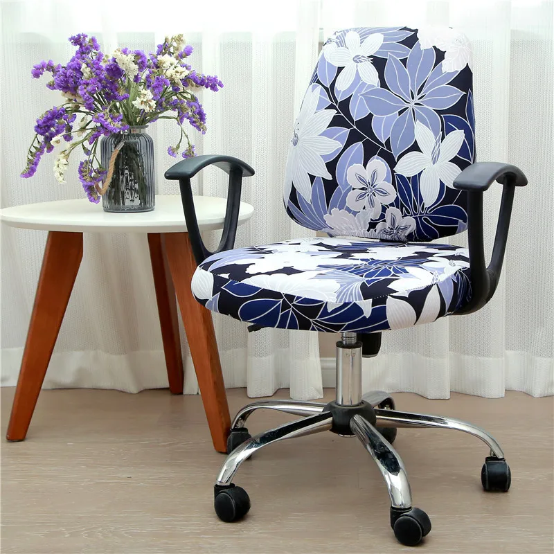 

Flower Printing Office Split Chair Cover Rotating Removable High Elastic Chair Seat Cover Modern Slipcover Housse De Chaise New