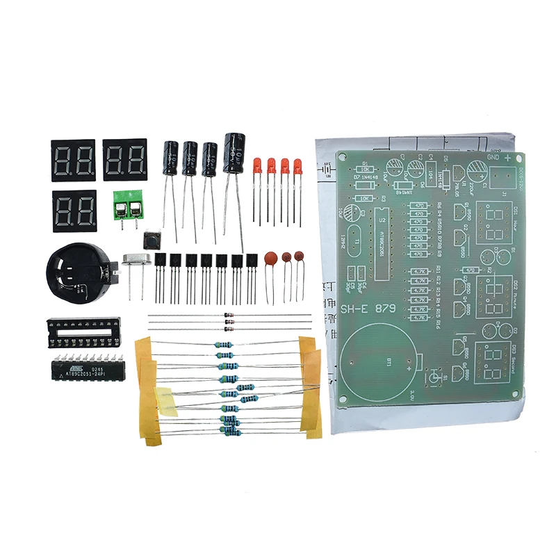 DIY Kits AT89C2051 Electronic Clock Digital Tube LED Display Suite Electronic Module Parts and Components DC 9V - 12V