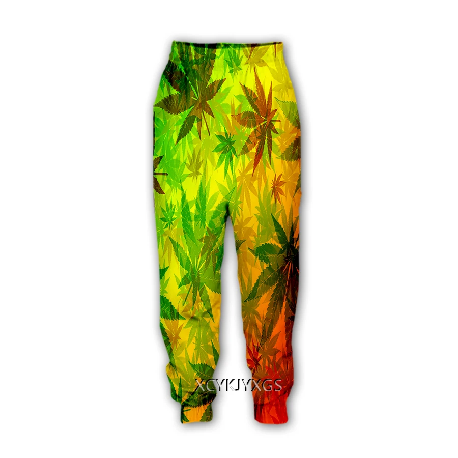 Pantalones informales con estampado 3D de Weed, chándal deportivo recto, Jogging, Y36