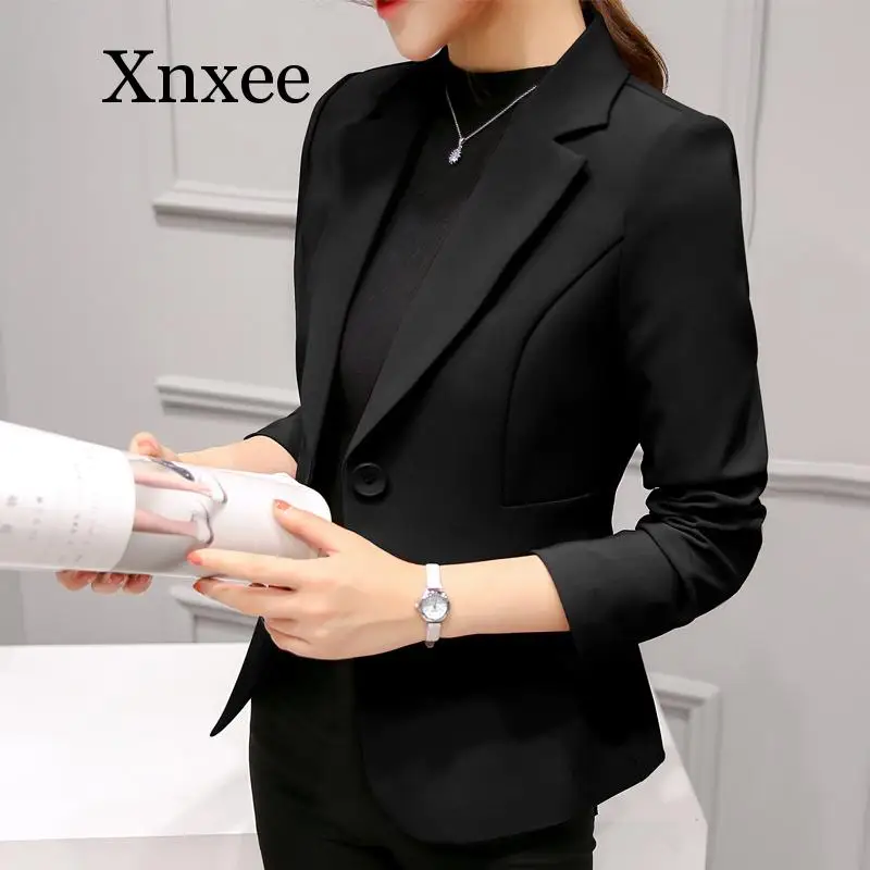 Doanh Nhân Lịch Lãm Áo Khoác Nữ Phong Cách Công Sở Chính Thức 2020 Phụ Nữ Full Tay Làm Áo Khoác Blazer Nữ Áo Khoác Thường 6 Màu Xanh Da Trời