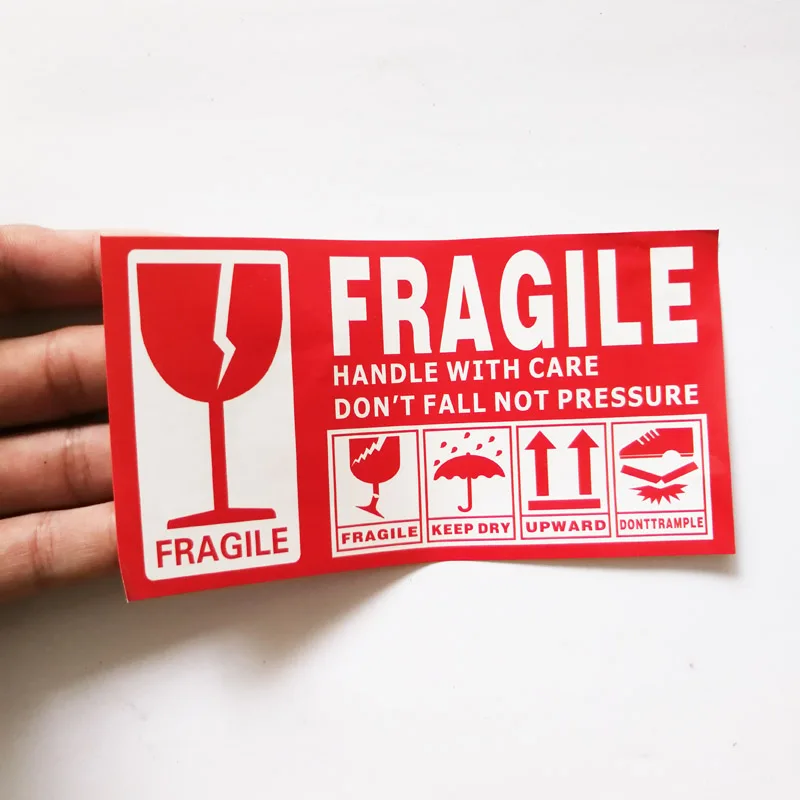 100pcs 130*70mm Large Box Shipping Label in English Fragile Products Sticker Warning Handle With Care/Up/Keep Out of Rain