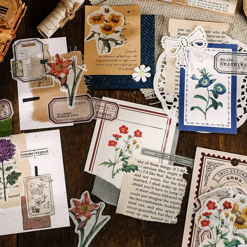 40 PCS/lot Vintage Papers Scrapbooking Decorative Sticker Antique Retro Collection Old Time Memory for Journal Diary DIY