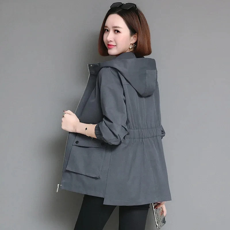 Nice Spring/Autumn Women's Coat Hooded Jacket Long Sleeve Basic Jackets Famale Casual Windbreaker Outerwear Oversize Loose Tops