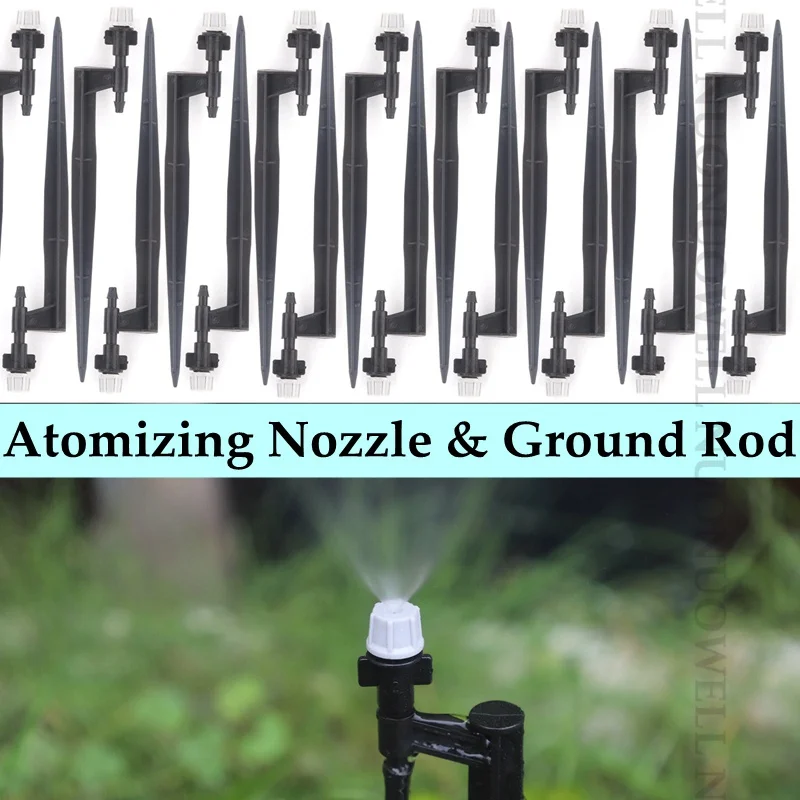 5Sets 13~50cm OD 6mm Mini Water Sprinkler Atomizing Nozzle Support Spike Ground Rod Watering Sprinklers Garden Irrigation Kits