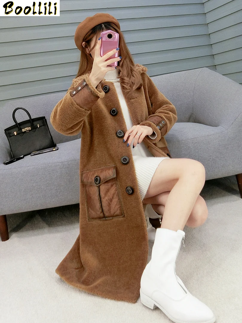 Real Fur Boollili Coat Women Winter Coat Women Clothes 2023 New Sheep Shearing 100% Wool Jacket Parka Real Fur Jacket