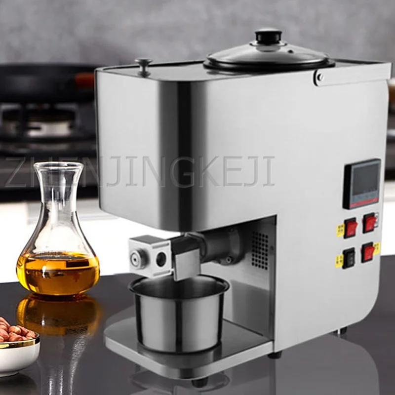 220V Screw Oil Press Stainless Steel Fully Automatic 1000W Home Small Hot And Cold Peanut Rapeseed Sesame Squeeze Oil Machine