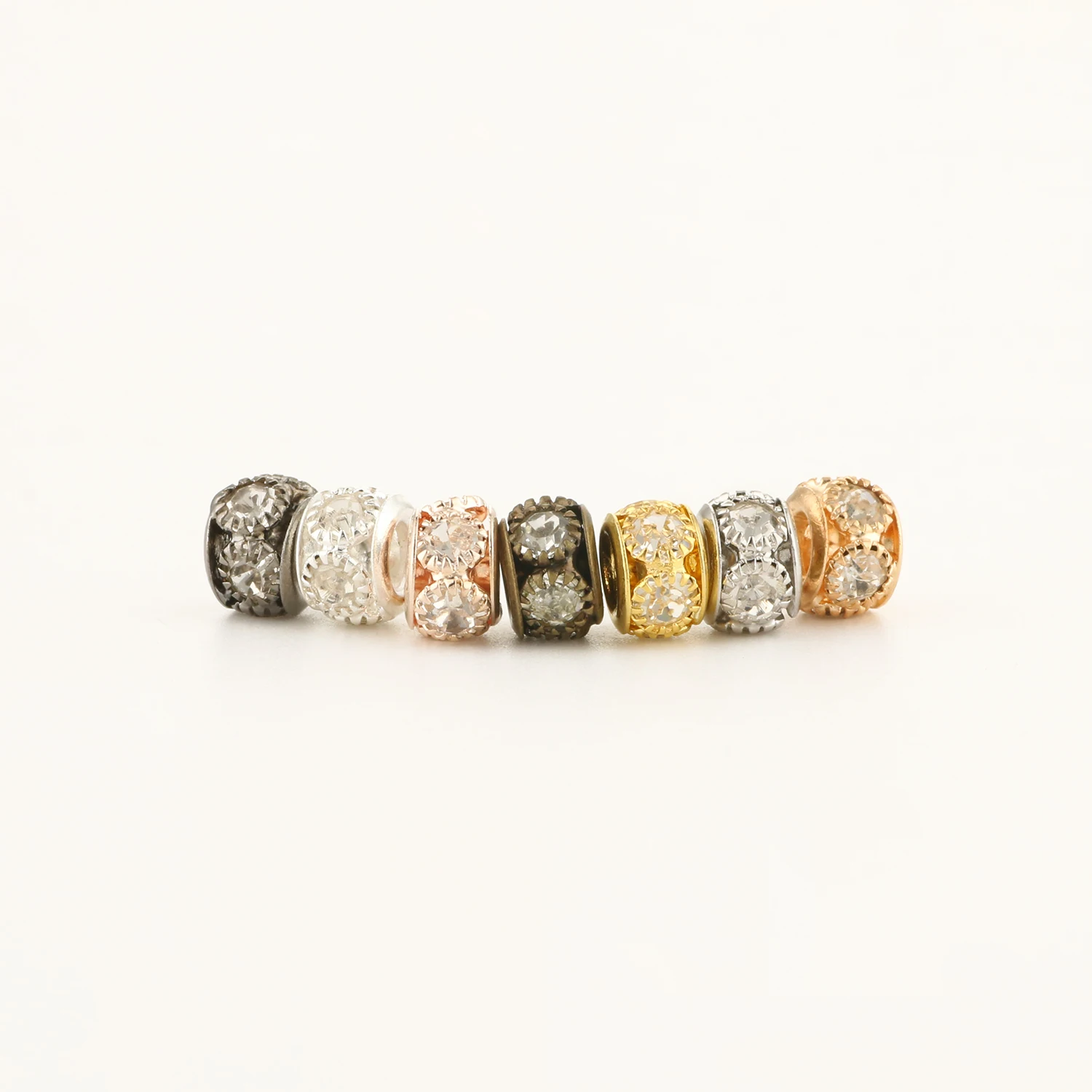 8/10mm Rose Gold Plated Rhinestone Crystal Flat Round Loose Spacer Beads for Jewelry Making DIY Bracelet Charms Accessories