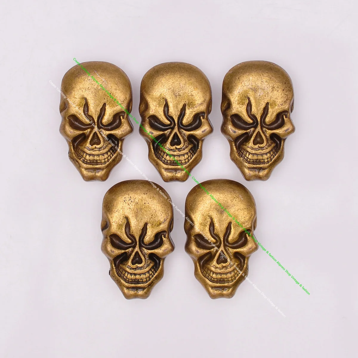 

10X Heavy Biker Retro Brass Skull Head Leathercraft Belt Saddle Tack Keychain Craft Leather Concho Screwback