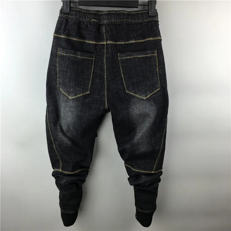 Owen Seak Men Casual Cargo Harem Jeans Pants High Street Hip Hop Length Men's Clothing Denim Sweatpants Spring Autumn Big Size