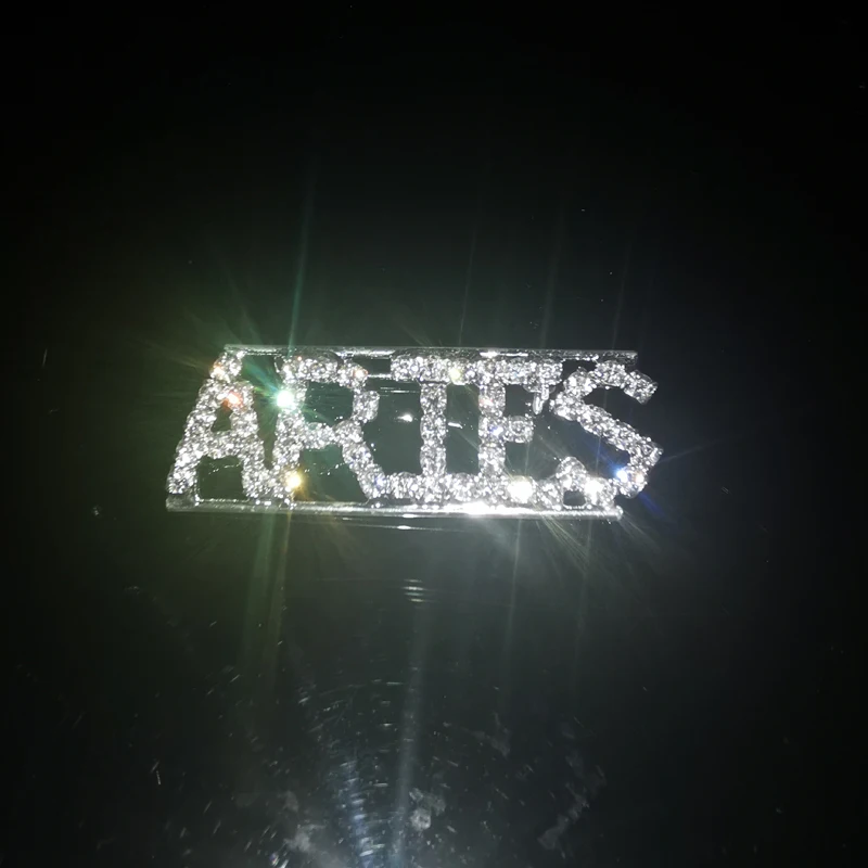Hot Sell Crystal 12 Zodiac Letters Brooch Pins Unique Gift Aries Leo Vrigo constellation Jewelry