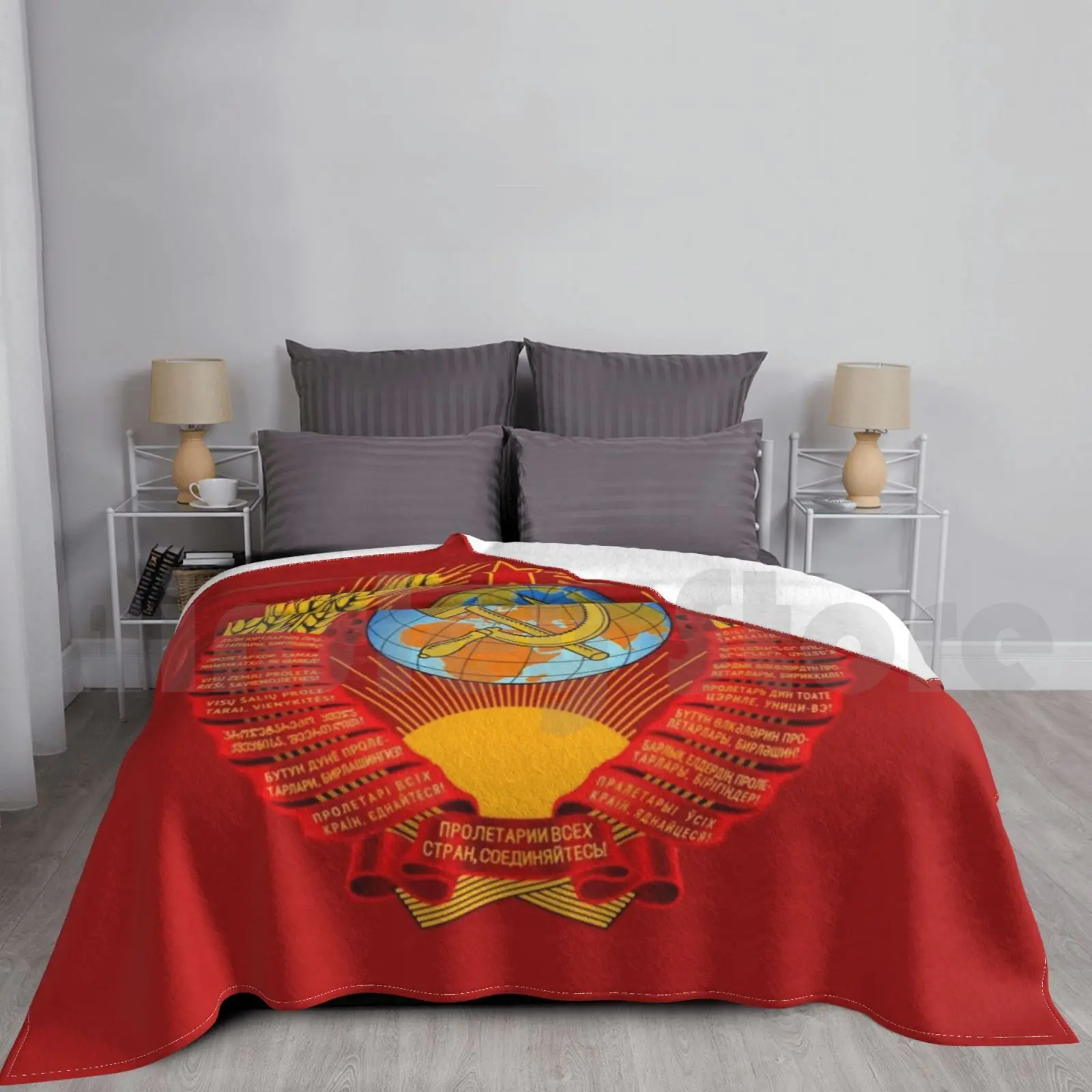 Ussr Logo Blanket Fashion Custom Russia Made In Ussr Made In Russia Urss Ссср Soccer Socialist Communist