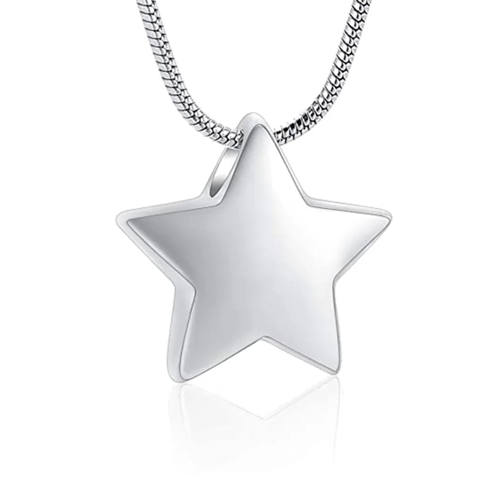 

Stainless Steel Star Cremation Necklace Ashes Holder Keepsake Memorial Urn Pendant Jewellery For Women Men