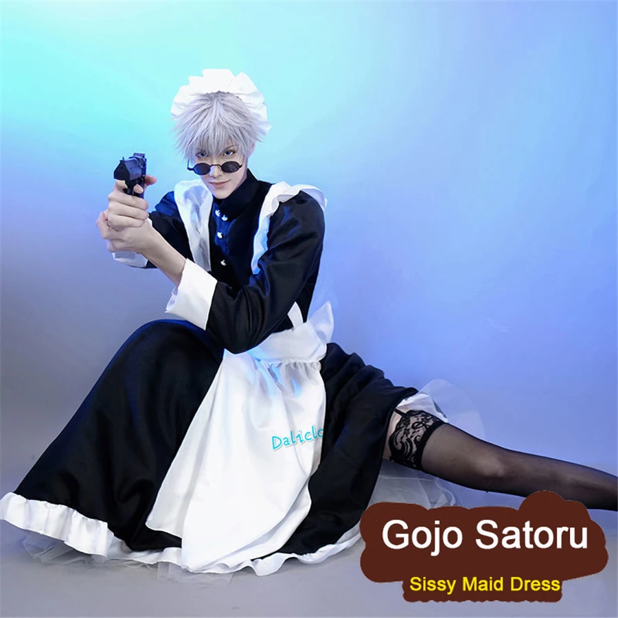 

Crossdressing Sissy Maid Dress Gojo Satoru Anime Cosplay Lolita Uniform Faggot Outfit Halloween Costume For Men Women