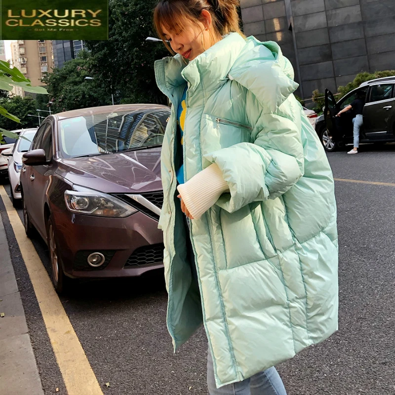 

Down Coats Jackets Women Warm Woman Down Parka 90% White Duck Down Coat Female Loose Style Clothes Doudoune Femme LWL1349