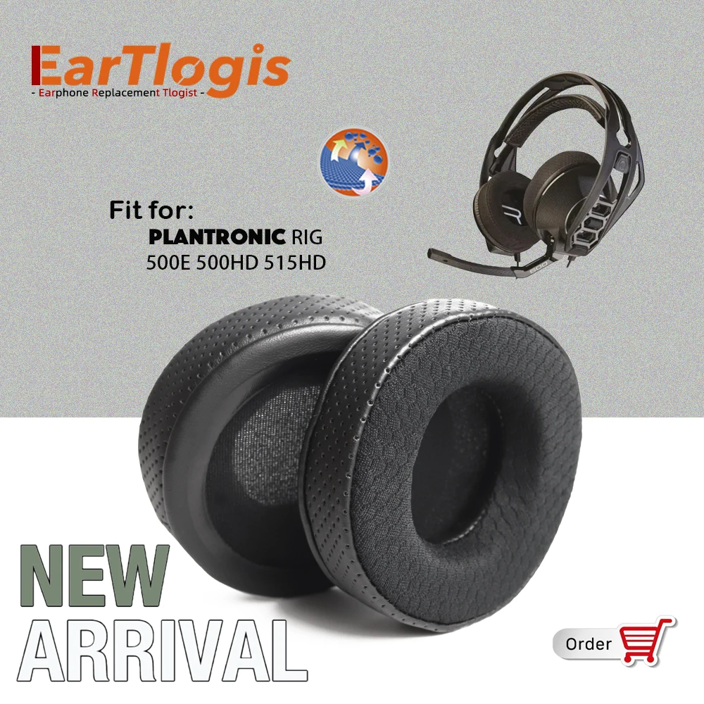 EarTlogis New Arrival Replacement Ear Pads for Plantronic RIG 500E 500HD 515HD Headset Earmuff Cover Cushions Earpads