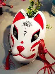 Hand-Painted Full Face Mask Demon Kitsune Cosplay PVC Masquerade Halloween Cartoon Character Mask Red Blue