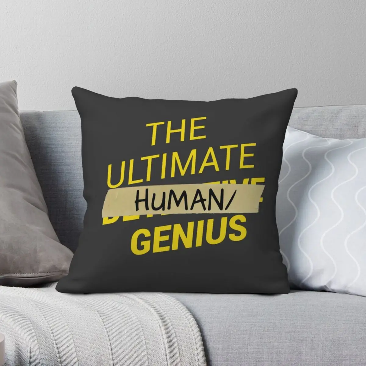 B99 Ultimate Human Slash Genius Square Pillowcase Polyester Linen Velvet Pattern Zip Decor Car Cushion Case 45x45