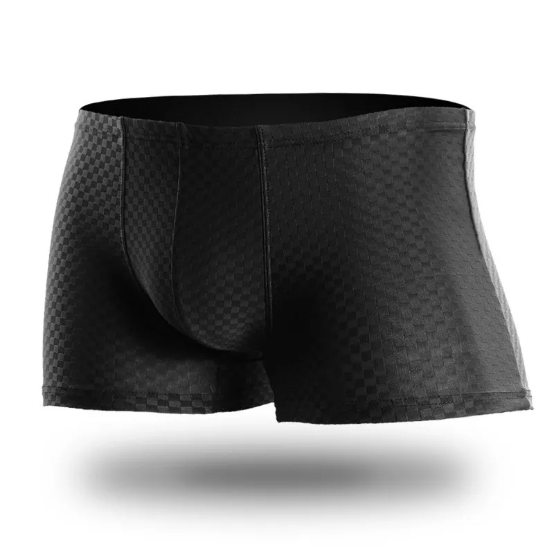 Men\'s Underwear Boxers Mesh Panties Man Solid Transparent Ice Silk Pouch Underpants Male Boxershorts Cueca Calzoncillo L-3X