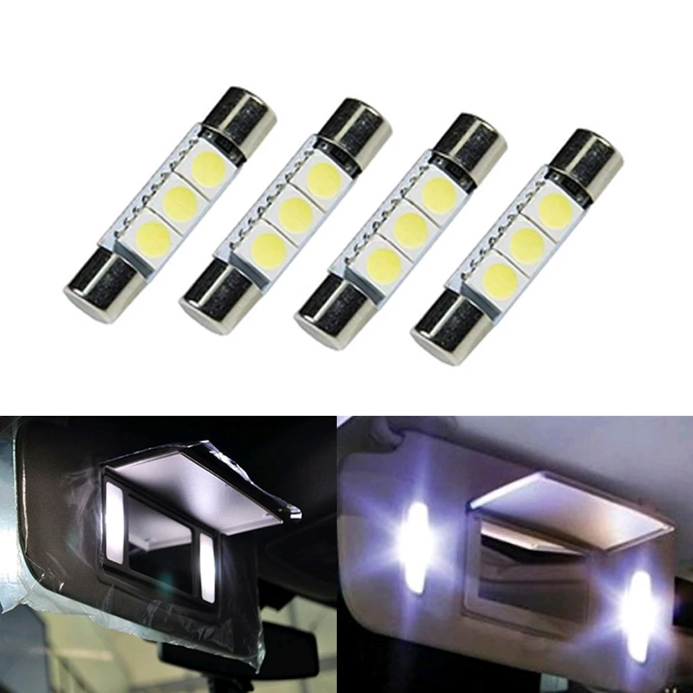 

4x HID White 5050 3-SMD 31mm 6641F Fuse LED Bulb Mirror Light Sun Visor Lamp Auto Accessories Universal Car Tuning Durable