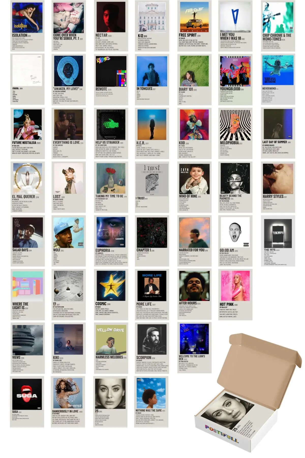 Album Covers Polaroid Wall Poster Set-Poster Collage Set-50 Pcs-Thick Coated Paper